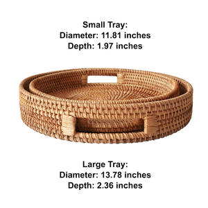 Ensemble de 2 plateaux à fruits en rotin, ronds, en rotin naturel tressé, prix de gros directement de l'usine. - Product Image 3