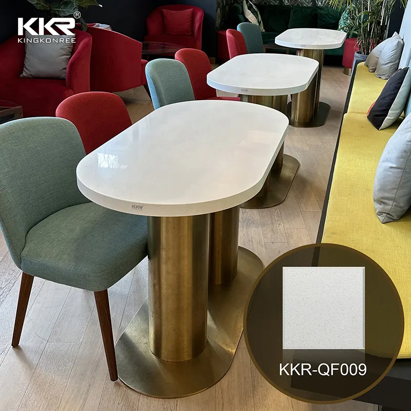 KKR تصميم جديد طاولات مطعم كراسي بيضاء الاكريليك الصلبة سطح طاولة الطعام