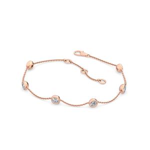 Bracelet délicat en or rose avec chaîne sertie de diamants de laboratoire ronds et taillés en coussin de 0,79 carats - Product Image 2