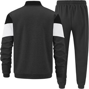 Ensemble de survêtements pour hommes : veste zippée intégrale et pantalon de jogging, 2 pièces, tenue de sport décontractée bicolore - Product Image 2