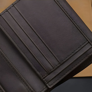 Wholesale Coffee Leather <b>Trifold</b> <b>Wallet</b> <b>Men</b> Casual Vertical Cardholder Classic Flap Billfold Soft Cash Sleeve ID Slot Man Pocket - Product Image 5