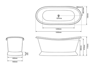 Baignoire autoportante ovale de luxe en laiton sur piétement pour adultes, idéale pour la maison, la salle de bain, le spa, l'hôtel, la station balnéaire, la villa – Durable - Product Image 2