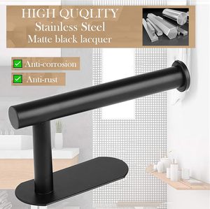 Matte <b>Black</b> Toilet <b>Paper</b> Holder, Wall Mounted Bathroom <b>Tissue</b> Roll Holder, Modern Stainless Steel Toilet Roll Stand Minimalist - Product Image 6