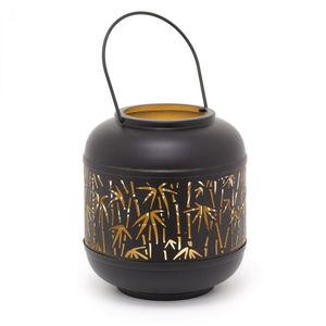 Black Iron <b>Lantern</b> With Perforated Design Embossing Printing Home Decoration Durable Metal <b>Candle</b> Holder Indoor <b>Outdoor</b> Use - Product Image 2