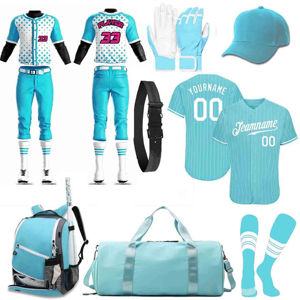 Paquete de Uniformes de Béisbol de Excelente Calidad, Color Blanco, Paquete Completo con Nombre y Logotipo del Equipo Personalizados - Product Image 1