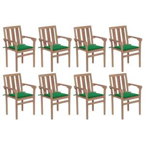 8 chaises de patio empilables en teck massif avec coussins confortables - Product Image 1