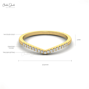 แหวนทองคำแท้ 14K ดีไซน์ครึ่งวงกลมประดับเพชรขาวทรงกลมขนาด 1.10 มม. ขายดีที่สุด แหวนหมั้น ผู้จัดจำหน่ายขายส่ง - Product Image 2
