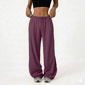 Pantalon décontracté uni coupe droite, confortable, écologique, respirant, séchage rapide, imperméable, en polaire, avec cordon de serrage, pour l'été, coupe évasée - Product Image 3
