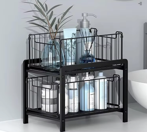 Étagère de rangement pliable multifonctionnelle à double niveau pour épices, sous l'évier, pour cuisine, OEM/ODM Vietnam - Product Image 3