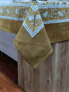 Nappe en coton 100% faite à la main avec motifs floraux imprimés au bloc - Lavable, absorbante et personnalisable - Product Image 2