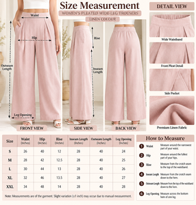 Pantalon Palazzo Plissé Rose Poudré Décontracté d'Été Respirant à Jambes Larges Taille Haute pour Femme avec Poches – Vente en Gros - Product Image 4