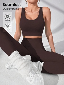 Ensemble de yoga deux pièces pour femmes, tenue de fitness sans coutures à taille haute, vêtements de sport respirants, logo personnalisé, marque privée, vente en gros - Product Image 2