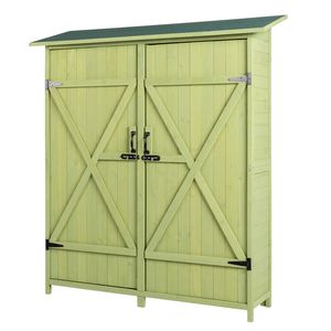 Casetta da Giardino in Legno di Abete Verde Impermeabile in PVC per Deposito Biciclette all'Aperto per Uso in Giardino - Product Image 6