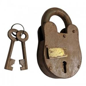 Heavy Duty Vintage Antique Iron Padlock with Keys Solid Cast Iron Handmade Pad <b>Lock</b> for Gate, <b>Locker</b>, Trunk & Storage Security - Product Image 1