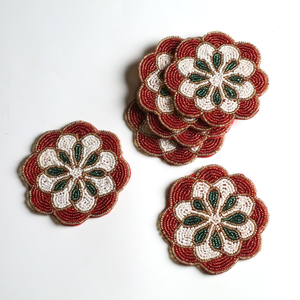 Handmade Classic Eco-Friendly Decorative Seed Beads Coaster <b>Set</b> Unique Designs for Tea Coffee Wine ETC Purely Handmade Beaded - Product Image 4