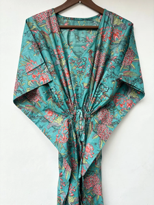 Vestido Kaftan Casual de Verano sin Mangas con Estampado Floral Tropical Digital, de Algodón, para Mujer, Islas del Pacífico Asiático - Product Image 4