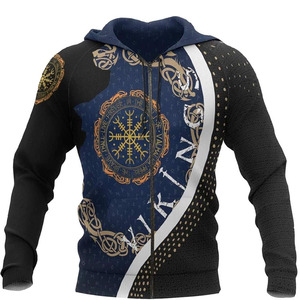 OEM Men's <b>Viking</b> <b>Hoodie</b> Zipper-Up Printed Knitted Sweatshirt Slim Wear Fleece Regular Fit Distressed <b>Hoodie</b> - Product Image 1