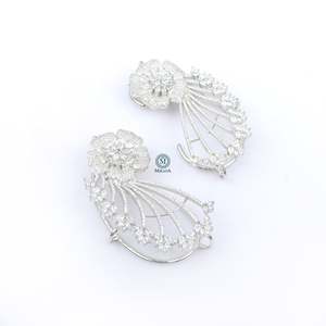 Livia CZ Designer Pearl Drop Earrings-18K Gold Plated Geometric Party Gift - Product Image 3