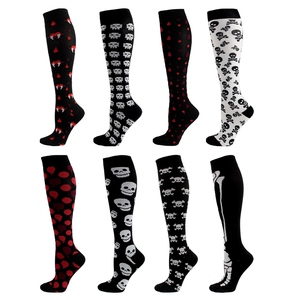 Women <b>Knee</b> <b>Socks</b> Skull Pattern Digital Print 100% Acrylic Breathable Daily Wear Autumn Season Standard Thickness - Product Image 1