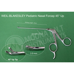 Instruments ORL Moona E.N.T ENT-010772 P Pince nasale pédiatrique 45° de 10 cm de long, diamètre 2,5 mm, instrument chirurgical CE ISO13485 - Product Image 1
