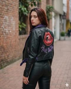 Bolso de Cuero Pintado a Mano para Mujer – Estilo Rock & Roll Auténtico, Diseño Punk Personalizado - Product Image 3