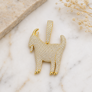 Custom Unique 925 Sterling Silver Yellow <b>Gold</b> Plated Lab Grown Diamond Iced Animal Goat <b>Pendant</b> Classic Hip Hop Bling Rapper's - Product Image 3