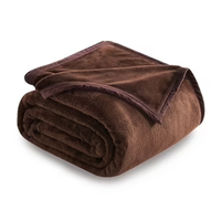 Couette en polaire douce polyester/coton lavable 4 pièces couleur unie pour usage domestique beige