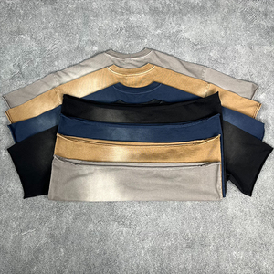 T-shirt Homme Oversize en Coton Effet Vieilli et Déchiré, Coupe Ample, Style Streetwear, Décontracté, Vintage, Basique, Été, Logo Personnalisable - Product Image 1