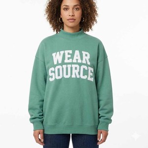 Women Graphic Mock Neck Oversized <b>Sweatshirt</b> Relaxed Fit Long Sleeve Pullover Casual Fleece Winter Loungewear Top <b>Embroidery</b> - Product Image 1