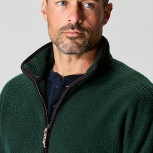 Pull en molleton à col zippé vert foncé pour homme, coupe classique, coupe-vent, vêtements décontractés d'automne - Product Image 2