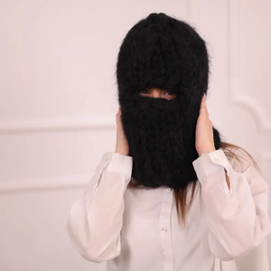 Masque facial en coton douillet, cagoule tricotée moelleuse et chaude pour la protection contre le froid, style Y2K sportif et vieilli - Product Image 2