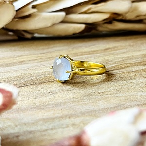 Bague en laiton plaqué or 18 carats avec pierre de lune, style bohème tribal, motif soleil céleste, pour femme, vente en gros/OEM/ODM - Product Image 4