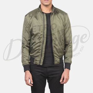 เสื้อแจ็คเก็ตบอมเบอร์สีเขียวมะกอกสำหรับผู้ชาย น้ำหนักเบา สวมใส่สบาย กันลม ทรงเข้ารูป ซิปหน้า สไตล์วาร์ซิตี้ แฟชั่นเสื้อผ้ากีฬา เสื้อคลุมแฟชั่น - Product Image 6