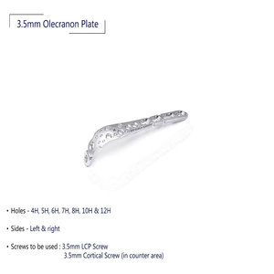 Placas Olecranon de 3.5mm, Juego de 14 Piezas, Instrumentos Veterinarios – Implante de Trauma para Única Proximal Canina y Felina de Acero Inoxidable Alemán - Product Image 1