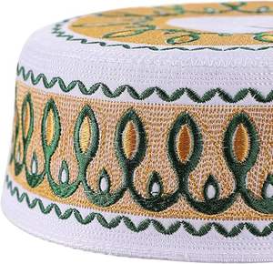 Chapeau de prière musulman brodé pour homme, bonnet de mosquée, disponible en version premium, casquettes musulmanes brodées OEM respirantes - Product Image 3