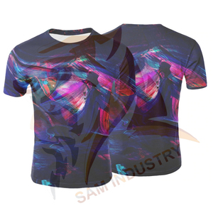 Camiseta de sublimación para hombre, hecha de material 100% poliéster y algodón, de color sólido, transpirable, para venta al por mayor. - Product Image 3