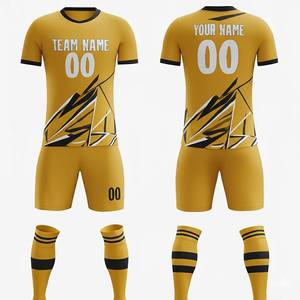 Nouveau maillot de football unisexe personnalisé de qualité supérieure avec ensemble uniforme à manches courtes, bon prix, uniformes de football en gros pour les équipes - Product Image 3