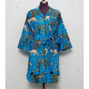 Camisa de Manga Larga Tipo Kimono para Fiestas, Vestido Envolvente, Camisa de Algodón Floral, Ropa de Dormir, Vestido Informal de Algodón Indio Suave para Mujer - Product Image 4