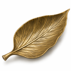 Antique <b>Bronze</b> Monstera Leaf Decorative Tray Handmade Metal Serving Platter with Organic Cutout Details and Textured Finish new - Product Image 4