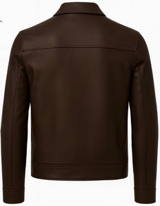 Veste d'hiver pour homme en cuir véritable de haute qualité avec col montant et logo frontal, nouveau design, vente en gros - Product Image 4