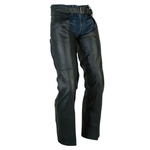 Hommes de moto en cuir Chap Fat Boy tailles hautes US Deluxe en cuir noir mode d'équitation pour Auto & Racing Clubs et groupe de motards - Product Image 3