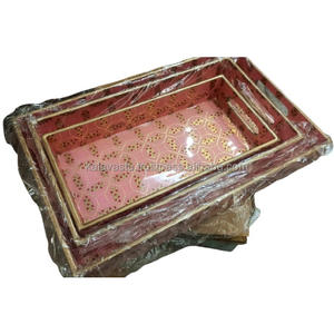 Nouveau plateau en bois imprimé moderne avec finition dorée Décoration intérieure Revêtement époxy Kalavastu TRG26 pour utilisation dans la chambre Style vacances de Noël - Product Image 6