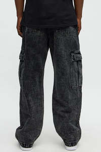 Pantalones Cargo de Moda para Hombre, Cintura Media, Lavados, de Pierna Ancha, para Otoño e Invierno - Product Image 2