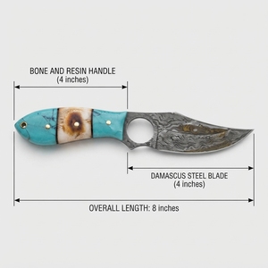 Cuchillo de caza y bushcraft de hoja fija de acero de Damasco forjado a medida con mango de resina ósea, venta al por mayor OEM - Product Image 2