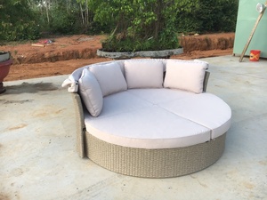 เตียงหวายเหล็กพร้อมที่นอนอาบแดดกลางแจ้งทรงกลม - Product Image 4