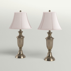 <b>Vintage</b> design Antique Brass <b>Table</b> Lamp Set of 2 Classic <b>Bedside</b> Desk Light Bell Fabric Shade Traditional Bedroom Living Room - Product Image 6
