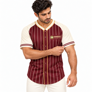 Maillot de baseball personnalisé unisexe rayé en polyester à manches courtes respirant avec impression du nom et du numéro de l'équipe, coupe classique, toutes saisons - Product Image 2