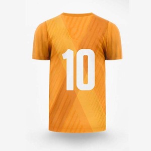 Maillot de football pour homme à col en V géométrique orange, manches courtes, en polyester respirant, uniforme de football toutes saisons - Product Image 2