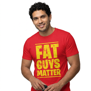Camiseta Roja de Manga Corta para Hombre Fat Guys Matter, 100% Algodón, Cuello Redondo, Corte Jersey, Estilo Regular, Anti-UV, Transpirable - Product Image 3