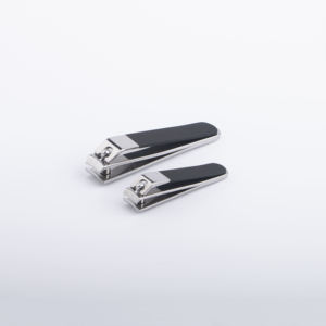 High Gloss Stainless Steel Nail Clippers 2pcs Size Non-slip Black Plastic Handle Sharp Tool for Cutting Nails Size Treatment - Product Image 2